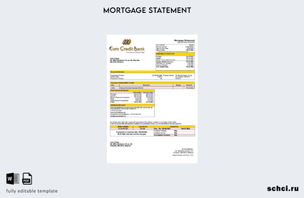 цифровая загрузка Молдовы EuroCreditBank выписка по ипотеке Word и PDF шаблон